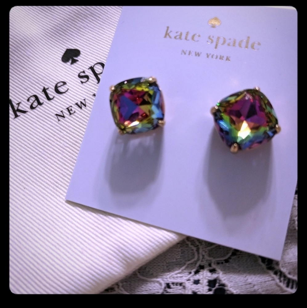 Kate Spade *RARE*multicolored gold square earrings